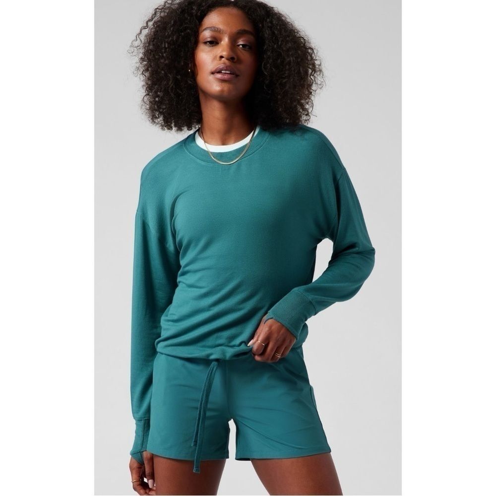 Athleta Marina Crew Neck Sweatshirt Borealis Green